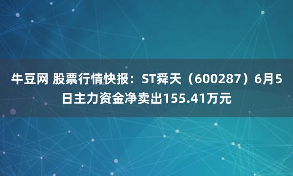牛豆网 股票行情快报：ST舜天（600287）6月5日主力资金净卖出155.41万元