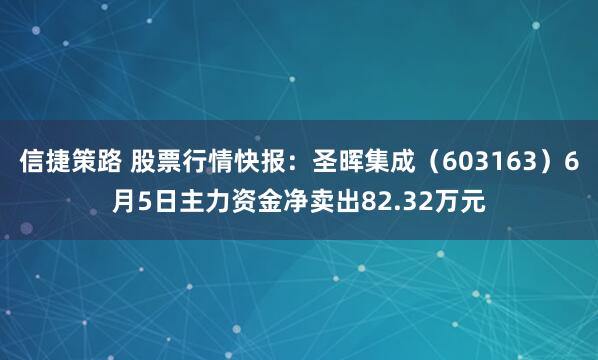 信捷策路 股票行情快报：圣晖集成（603163）6月5日主力资金净卖出82.32万元
