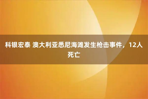 科银宏泰 澳大利亚悉尼海滩发生枪击事件，12人死亡