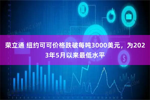 荣立通 纽约可可价格跌破每吨3000美元，为2023年5月以来最低水平